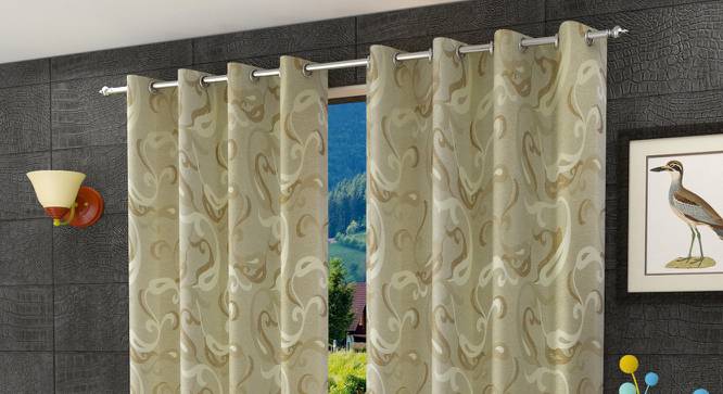 Blodwyn Door Curtains Set of 2 (Gold, 112 x 213 cm  (44" x 84") Curtain Size) by Urban Ladder - Front View Design 1 - 389144