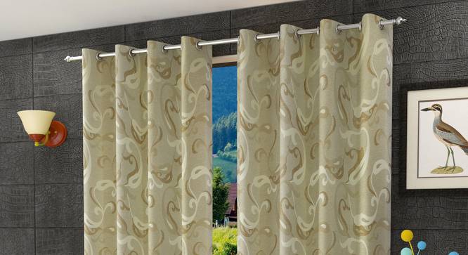 Blodwyn Window Curtains Set of 2 (Gold, 152 x 112 cm  (66" x 44") Curtain Size) by Urban Ladder - Front View Design 1 - 389146