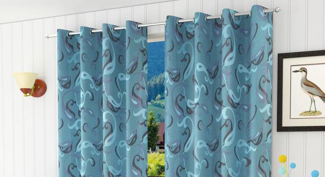 Calli Door Curtains Set of 2 (Blue, 112 x 213 cm  (44" x 84") Curtain Size) by Urban Ladder - Front View Design 1 - 389147