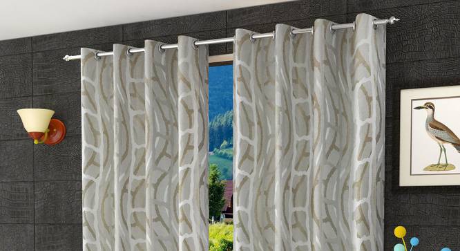 Calanthe Door Curtains Set of 2 (Beige, 112 x 213 cm  (44" x 84") Curtain Size) by Urban Ladder - Front View Design 1 - 389150