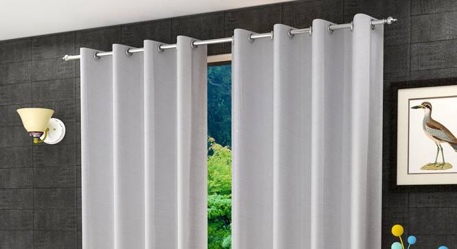 Brooklyn Door Curtains Set of 2 (White, 112 x 213 cm  (44" x 84") Curtain Size) by Urban Ladder - Front View Design 1 - 389156