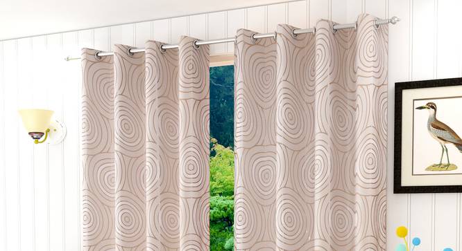 Chandler Door Curtains Set of 2 (Beige, 112 x 274 cm  (44" x 108") Curtain Size) by Urban Ladder - Front View Design 1 - 389160