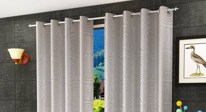 Boston Door Curtains Set of 2 (White, 112 x 213 cm  (44" x 84") Curtain Size) by Urban Ladder - Front View Design 1 - 389162