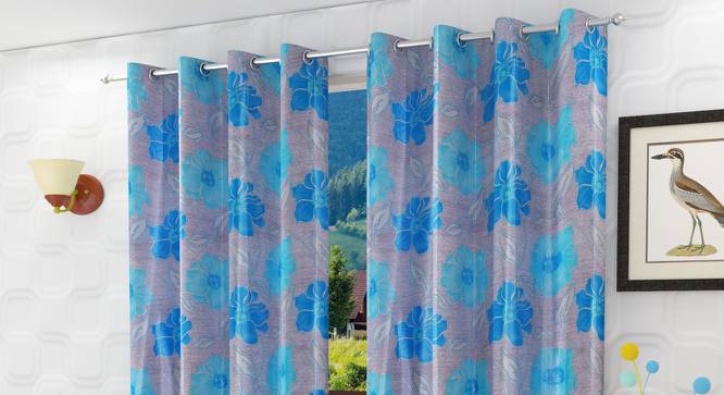 Carmello Window Curtains Set of 2 (Blue, 152 x 112 cm  (66" x 44") Curtain Size) by Urban Ladder - Front View Design 1 - 389167