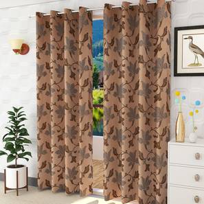 Kids Curtain Design Dafne Door Curtains Set of 2 (Brown, 112 x 274 cm  (44" x 108") Curtain Size)