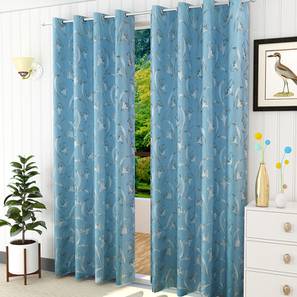 Fabric Door Curtains Design Edna Door Curtains Set of 2 (Blue, 112 x 213 cm  (44" x 84") Curtain Size)