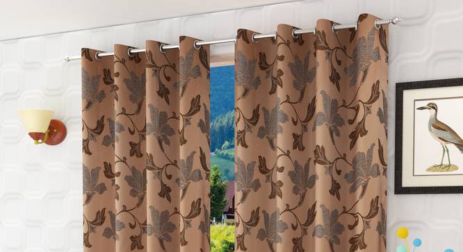 Dafne Door Curtains Set of 2 (Brown, 112 x 213 cm  (44" x 84") Curtain Size) by Urban Ladder - Front View Design 1 - 389291