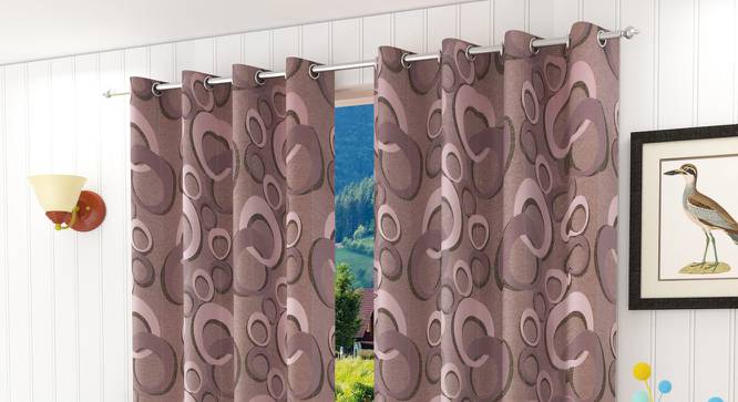 Eltha Door Curtains Set of 2 (Pink, 112 x 213 cm  (44" x 84") Curtain Size) by Urban Ladder - Front View Design 1 - 389294