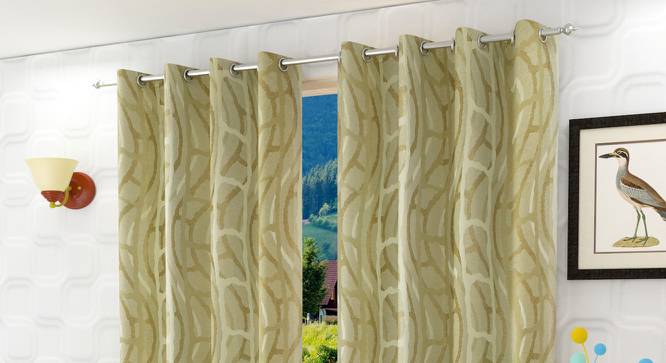 Delano Window Curtains Set of 2 (Gold, 152 x 112 cm  (66" x 44") Curtain Size) by Urban Ladder - Front View Design 1 - 389308