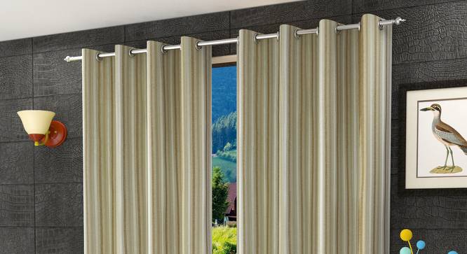 Elanie Window Curtains Set of 2 (Beige, 152 x 112 cm  (66" x 44") Curtain Size) by Urban Ladder - Front View Design 1 - 389311