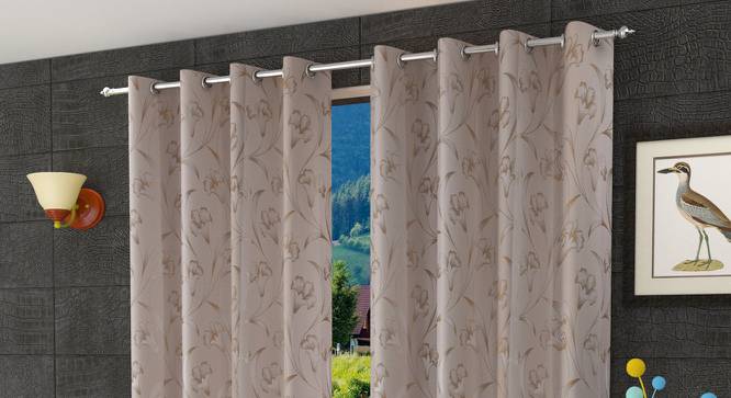 Dianthe Window Curtains Set of 2 (Beige, 152 x 112 cm  (66" x 44") Curtain Size) by Urban Ladder - Front View Design 1 - 389314