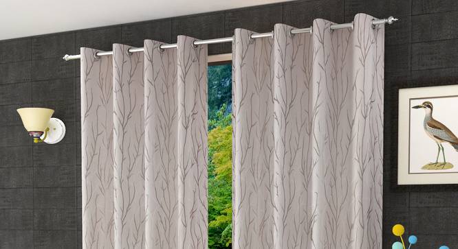 Earl Door Curtains Set of 2 (Beige, 112 x 213 cm  (44" x 84") Curtain Size) by Urban Ladder - Front View Design 1 - 389318