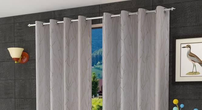 Dolores Door Curtains Set of 2 (White, 112 x 213 cm  (44" x 84") Curtain Size) by Urban Ladder - Front View Design 1 - 389321