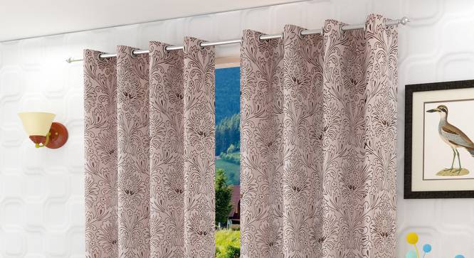 Gail Window Curtains Set of 2 (Brown, 152 x 112 cm  (66" x 44") Curtain Size) by Urban Ladder - Front View Design 1 - 389326