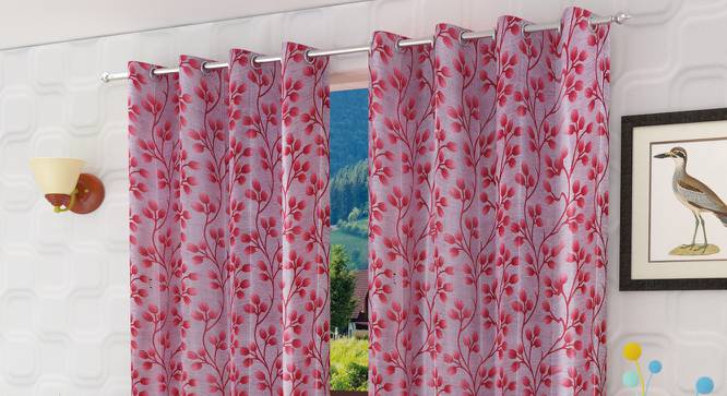 Cimarron Window Curtains Set of 2 (Red, 152 x 112 cm  (66" x 44") Curtain Size) by Urban Ladder - Front View Design 1 - 389338