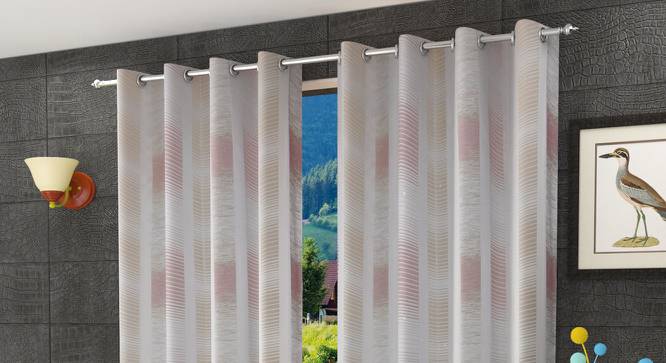 Jayce Window Curtains Set of 2 (Pink, 152 x 112 cm  (66" x 44") Curtain Size) by Urban Ladder - Front View Design 1 - 389488