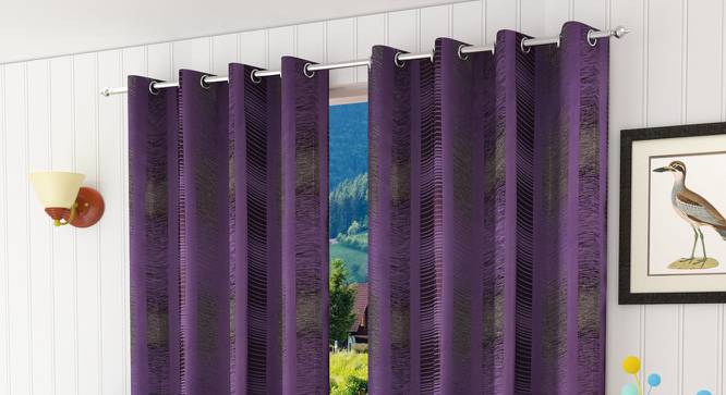 Jensen Door Curtains Set of 2 (Purple, 112 x 213 cm  (44" x 84") Curtain Size) by Urban Ladder - Front View Design 1 - 389489