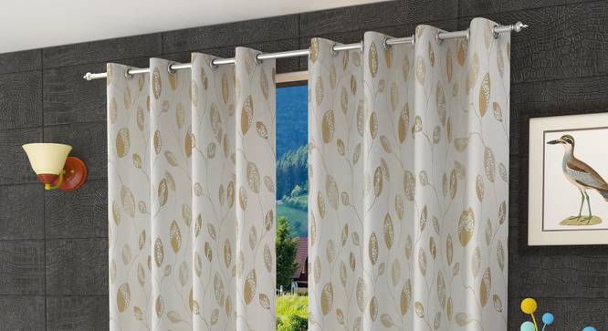 Jazmen Door Curtains Set of 2 (Gold, 112 x 213 cm  (44" x 84") Curtain Size) by Urban Ladder - Front View Design 1 - 389495