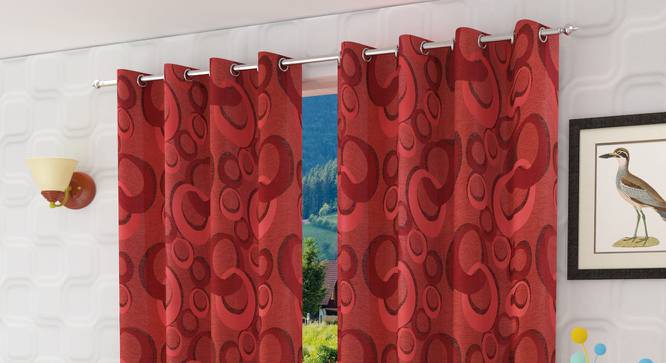Hollie Door Curtains Set of 2 (Red, 112 x 213 cm  (44" x 84") Curtain Size) by Urban Ladder - Front View Design 1 - 389498