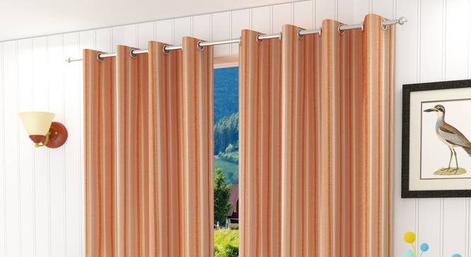 Ilianna Door Curtains Set of 2 (Rust, 112 x 213 cm  (44" x 84") Curtain Size) by Urban Ladder - Front View Design 1 - 389501