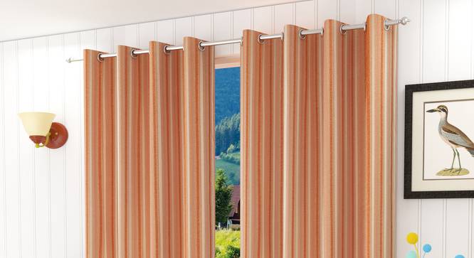 Ilianna Window Curtains Set of 2 (Rust, 152 x 112 cm  (66" x 44") Curtain Size) by Urban Ladder - Front View Design 1 - 389503