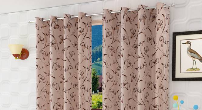 Kaleena Window Curtains Set of 2 (Brown, 152 x 112 cm  (66" x 44") Curtain Size) by Urban Ladder - Front View Design 1 - 389506