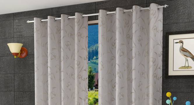 Jolanta Window Curtains Set of 2 (White, 152 x 112 cm  (66" x 44") Curtain Size) by Urban Ladder - Front View Design 1 - 389509