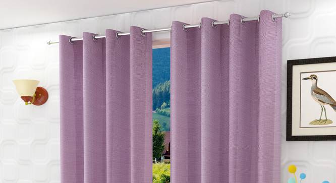 Kingston Window Curtains Set of 2 (Purple, 152 x 112 cm  (66" x 44") Curtain Size) by Urban Ladder - Front View Design 1 - 389518