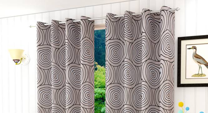 Helena Door Curtains Set of 2 (Black, 112 x 213 cm  (44" x 84") Curtain Size) by Urban Ladder - Front View Design 1 - 389519