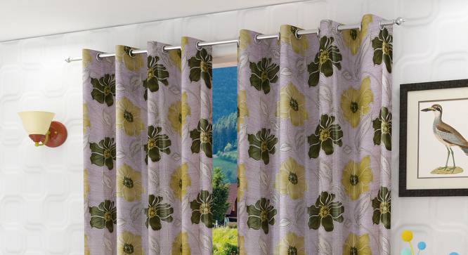 Geovanny Door Curtains Set of 2 (Green, 112 x 213 cm  (44" x 84") Curtain Size) by Urban Ladder - Front View Design 1 - 389528