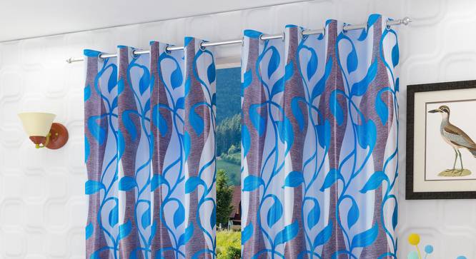 Gelsomina Window Curtains Set of 2 (Blue, 152 x 112 cm  (66" x 44") Curtain Size) by Urban Ladder - Front View Design 1 - 389536