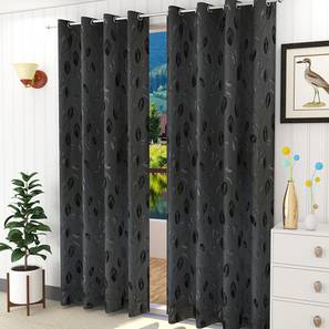 Home Linen In Pune Design Black Poly Cotton Door Curtain