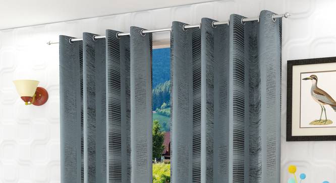 Laurette Door Curtains Set of 2 (Grey, 112 x 213 cm  (44" x 84") Curtain Size) by Urban Ladder - Front View Design 1 - 389688