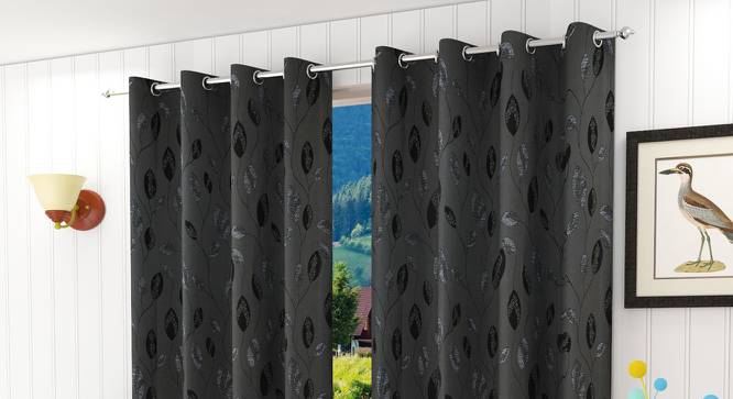 Laurita Door Curtains Set of 2 (Black, 112 x 274 cm  (44" x 108") Curtain Size) by Urban Ladder - Front View Design 1 - 389692