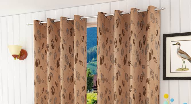 Lorenia Door Curtains Set of 2 (Brown, 112 x 213 cm  (44" x 84") Curtain Size) by Urban Ladder - Front View Design 1 - 389694
