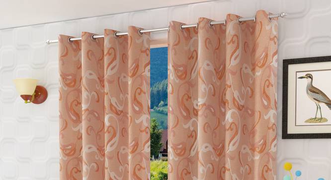 Lourence Door Curtains Set of 2 (Rust, 112 x 274 cm  (44" x 108") Curtain Size) by Urban Ladder - Front View Design 1 - 389704