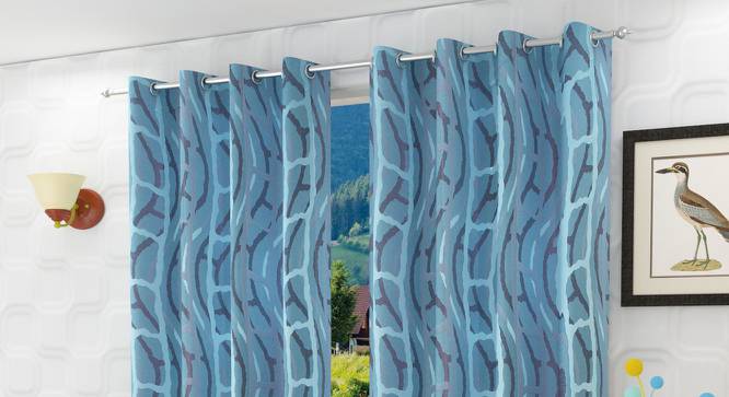 Leina Door Curtains Set of 2 (Blue, 112 x 213 cm  (44" x 84") Curtain Size) by Urban Ladder - Front View Design 1 - 389706