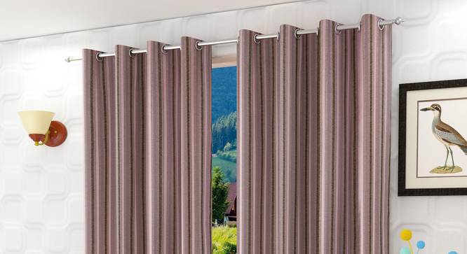Lindall Door Curtains Set of 2 (Pink, 112 x 213 cm  (44" x 84") Curtain Size) by Urban Ladder - Front View Design 1 - 389712