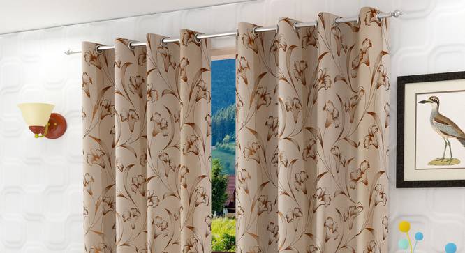 Lyndall Window Curtains Set of 2 (Gold, 152 x 112 cm  (66" x 44") Curtain Size) by Urban Ladder - Front View Design 1 - 389717
