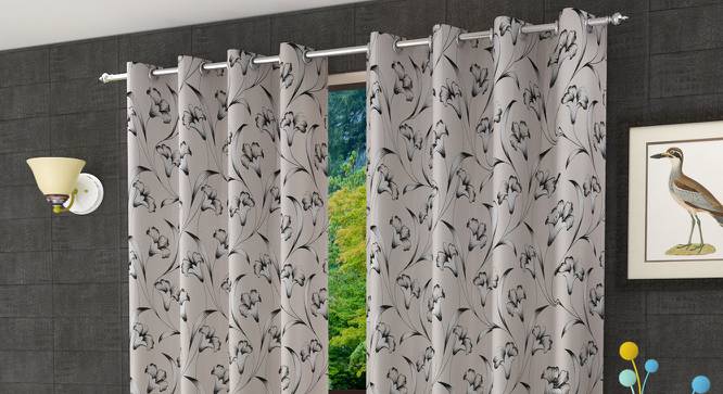 Loreene Window Curtains Set of 2 (Black, 152 x 112 cm  (66" x 44") Curtain Size) by Urban Ladder - Front View Design 1 - 389720