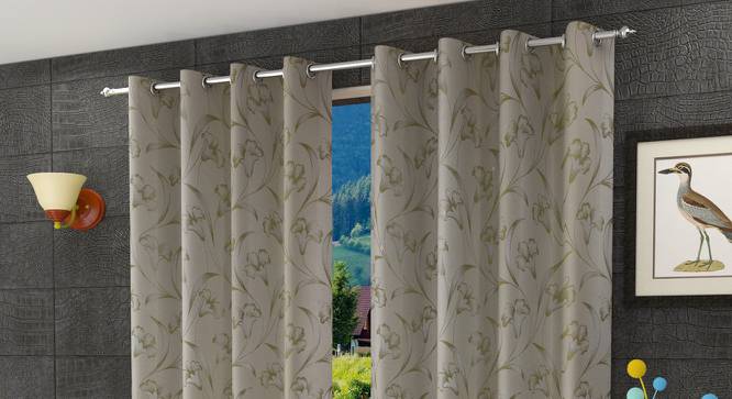Lilac Window Curtains Set of 2 (Green, 152 x 112 cm  (66" x 44") Curtain Size) by Urban Ladder - Front View Design 1 - 389724