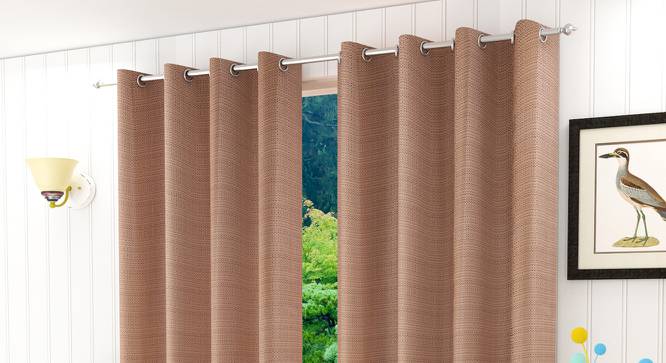Logan Door Curtains Set of 2 (Brown, 112 x 213 cm  (44" x 84") Curtain Size) by Urban Ladder - Front View Design 1 - 389728