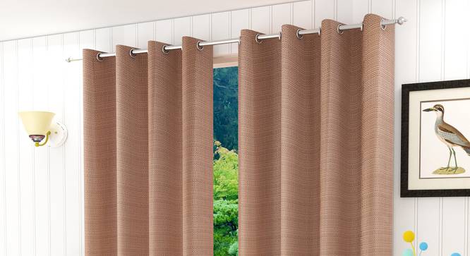 Logan Window Curtains Set of 2 (Brown, 152 x 112 cm  (66" x 44") Curtain Size) by Urban Ladder - Front View Design 1 - 389730