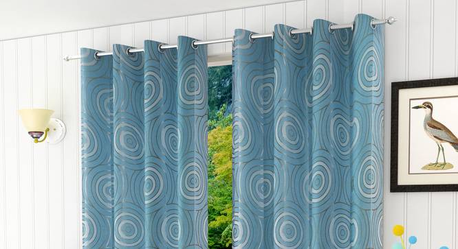 Lansing Door Curtains Set of 2 (Blue, 112 x 274 cm  (44" x 108") Curtain Size) by Urban Ladder - Front View Design 1 - 389735