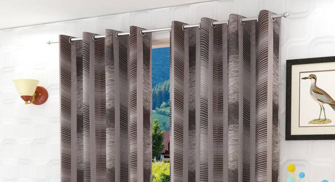 Zuriel Window Curtains Set of 2 (Brown, 152 x 112 cm  (66" x 44") Curtain Size) by Urban Ladder - Front View Design 1 - 389902