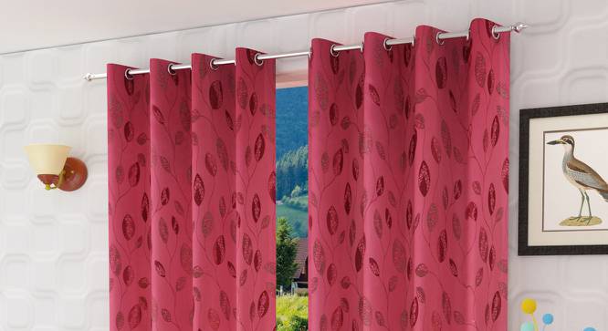 Sayge Door Curtains Set of 2 (Red, 112 x 213 cm  (44" x 84") Curtain Size) by Urban Ladder - Front View Design 1 - 389903