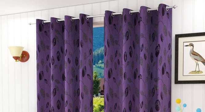 Oliverio Door Curtains Set of 2 (Purple, 112 x 213 cm  (44" x 84") Curtain Size) by Urban Ladder - Front View Design 1 - 389909