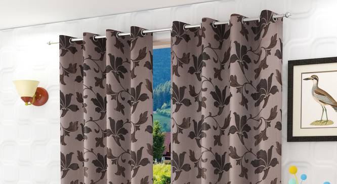 Theo Window Curtains Set of 2 (Brown, 152 x 112 cm  (66" x 44") Curtain Size) by Urban Ladder - Front View Design 1 - 389915