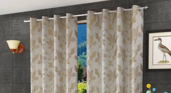 Travis Door Curtains Set of 2 (Gold, 112 x 213 cm  (44" x 84") Curtain Size) by Urban Ladder - Front View Design 1 - 389916