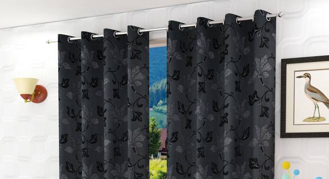 Valentin Door Curtains Set of 2 (Black, 112 x 213 cm  (44" x 84") Curtain Size) by Urban Ladder - Front View Design 1 - 389922